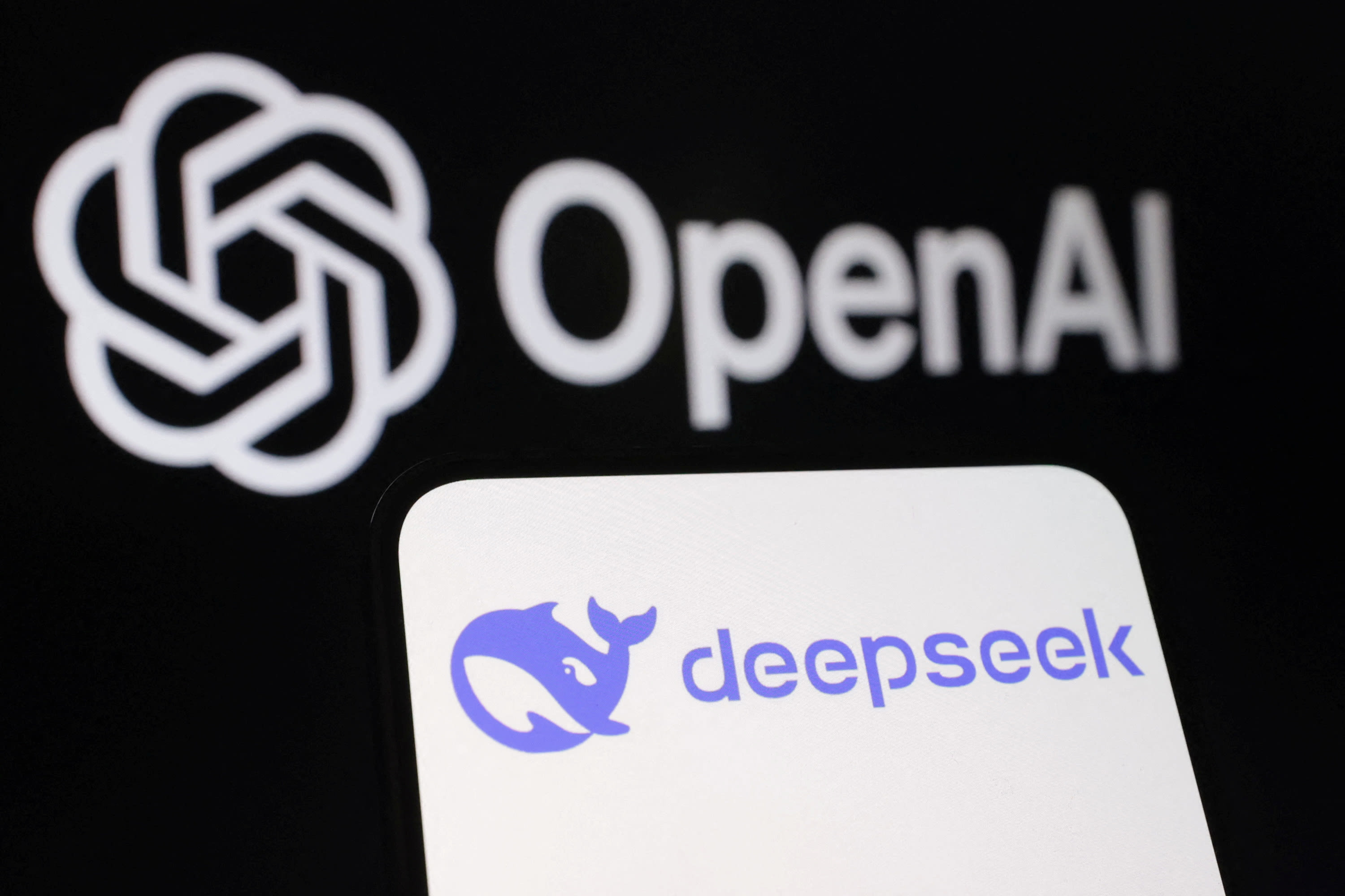 Deepseek and OpenAI logos are seen in this illustration taken January 27, 2025. REUTERS/Dado Ruvic/Illustration