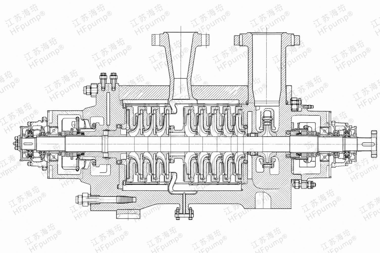 SAF 可持续航空燃料 HEFA 加氢装置高压进料泵整机剖面图.jpg